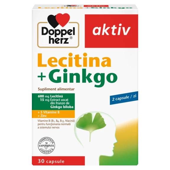 Illustration of the product packaging Doppelherz aktiv Lecitină + Ginkgo front view